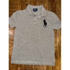 Polo Ralph Lauren Boys Heather Grey Big Pony Cotton Pique Polo Shirt Size 7